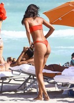 Lais Ribeiro in a red bikini