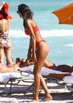 Lais Ribeiro in a red bikini