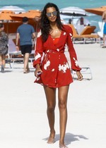 Lais Ribeiro in a red bikini