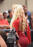 Nicki Minaj in a red body stocking