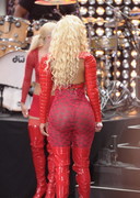 Nicki Minaj in a red body stocking