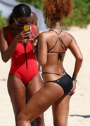 Rihanna in a black bikini