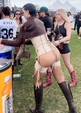 Julia Fox ass on at a music festival