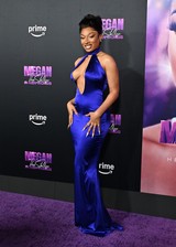 Megan Thee Stallion boobs in a tight dress