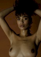 Black model with great tits